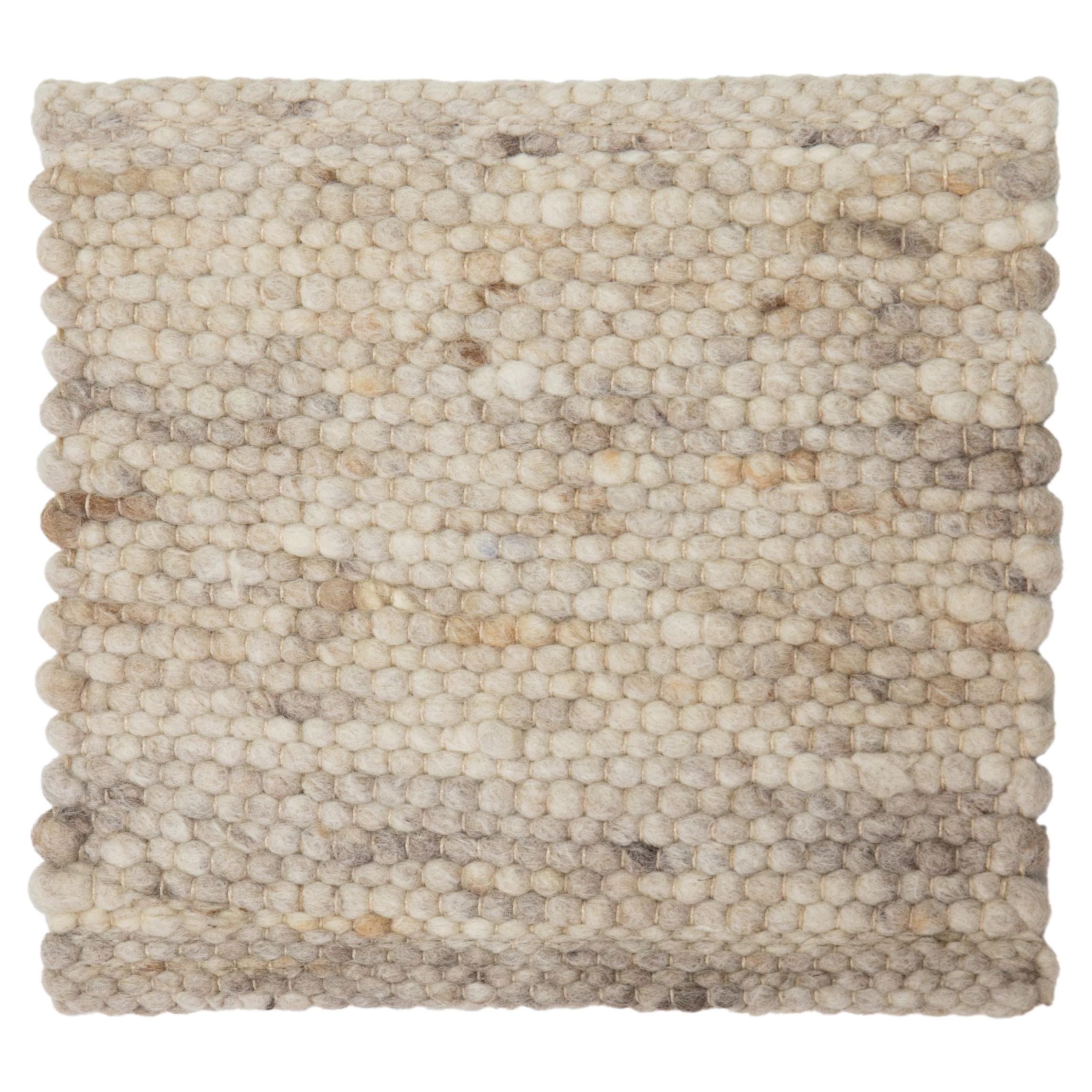 Apadana's Moderner, maßgefertigter, strukturierter Wollteppich in Beige mit Textur