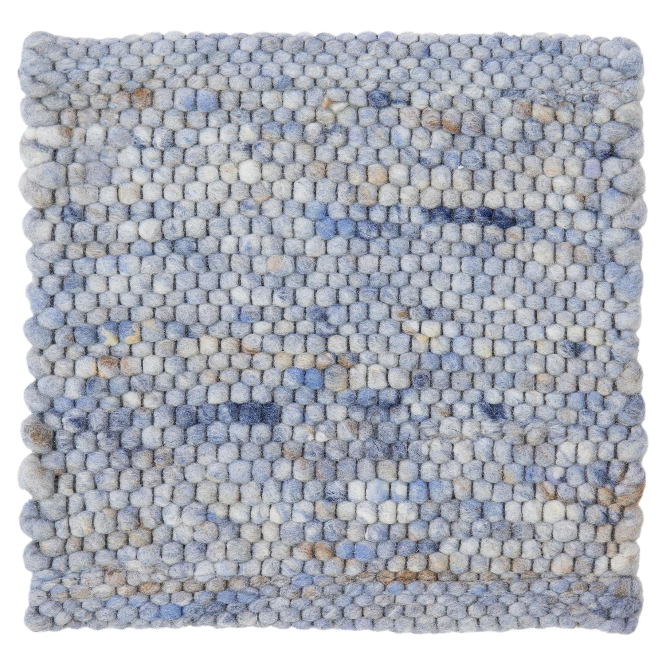 Apadana's Modern Texture Designed Custom Wool Rug In Blue
