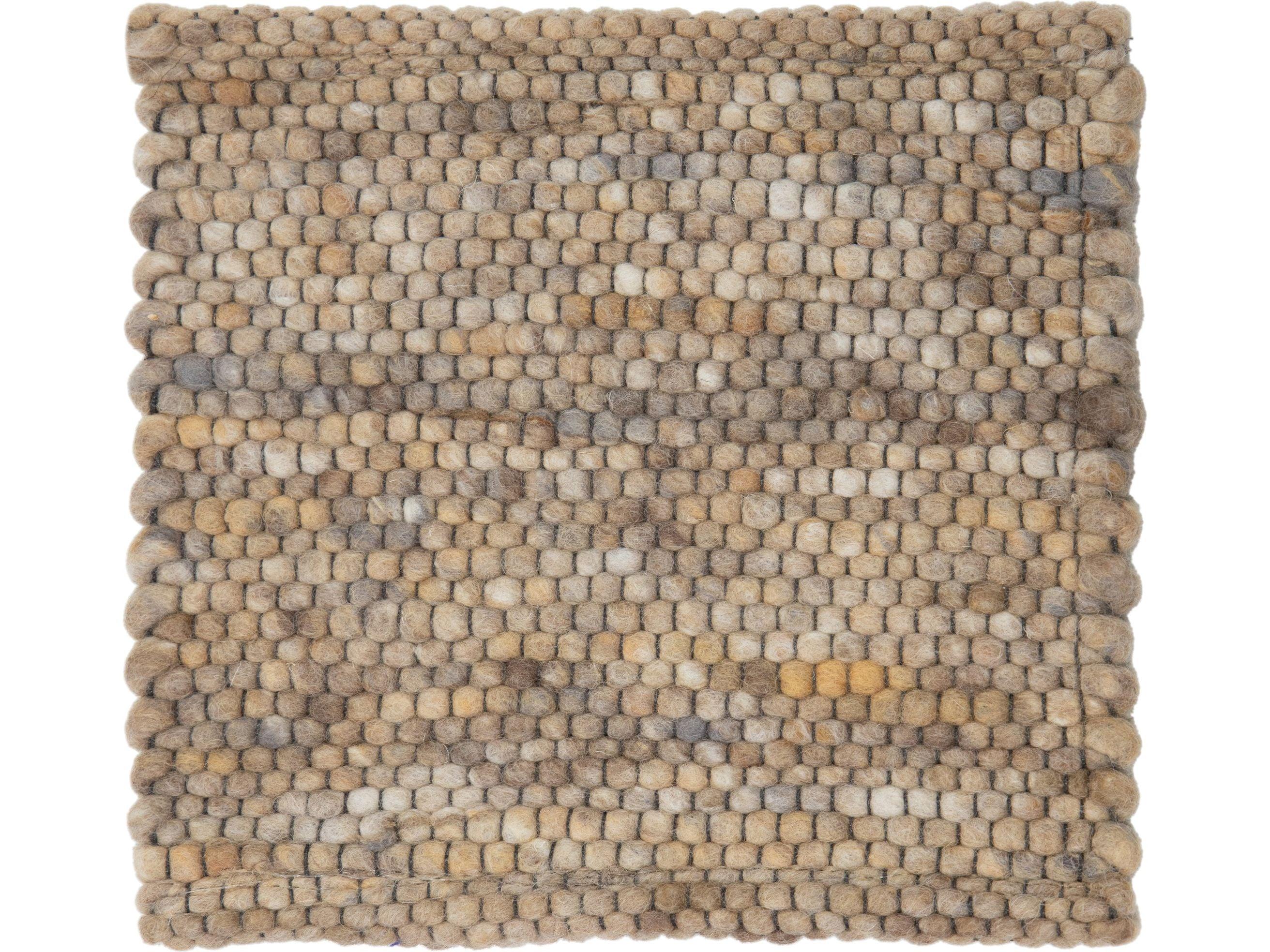 Apadana's Modern Texture Designed Custom Wool Rug In Light Brown (Moderne) im Angebot