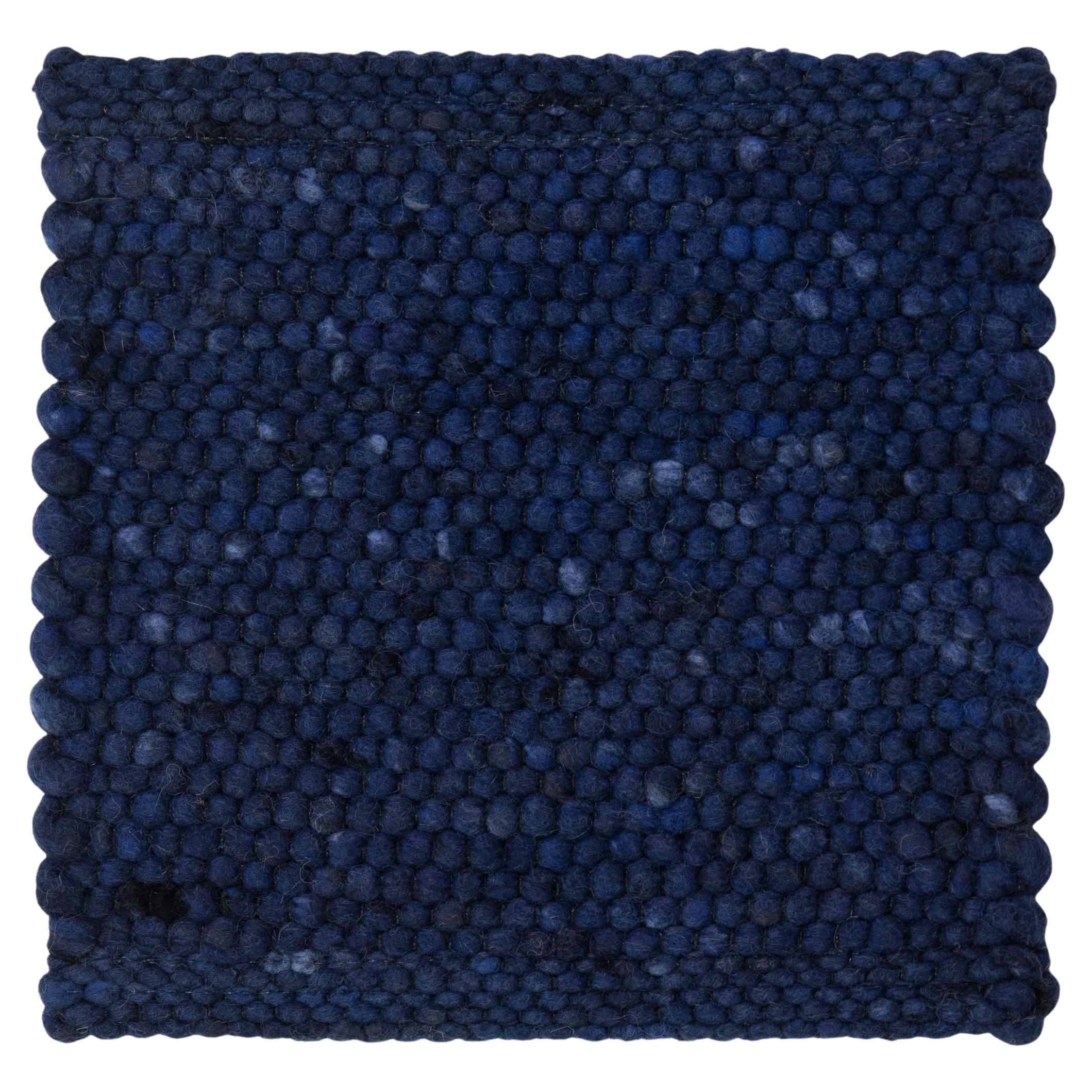 Apadana's Modern Texture Designed Custom Wool Rug In Navy Blue For Sale