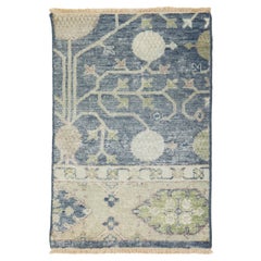 Apadana's Modern Turkish Khotan  Wool Custom Rug in Blue