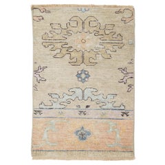 Apadana's Modern Turkish Oushak Wool Custom Rug In Beige