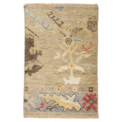 Apadana's Modern Turkish Oushak Wool Custom Rug In Light Brown