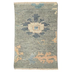 Apadana's Modern Turkish Oushak Wool Custom Rug In Light Gray