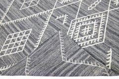 Apadana's Nantucket Collection Flatweave Kilim Coastal Designed Gray Wool Rug