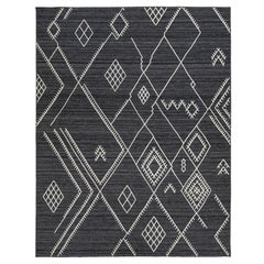 Tappeto in lana a trama piatta con disegno Kilim di Apadana Collection'S in grigio scuro