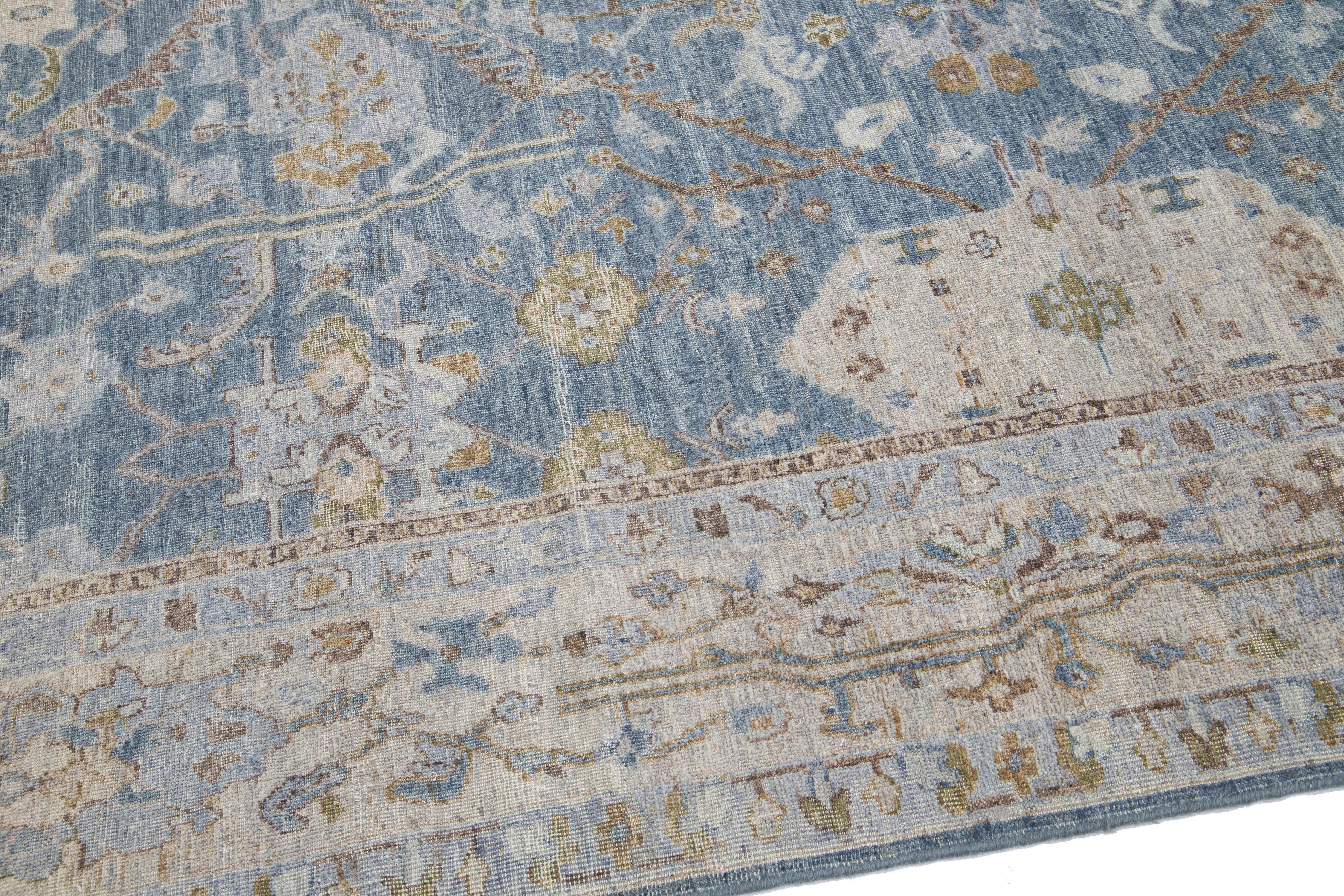 Apadana's Persian Malayer Style Handmade Blue Wool Rug In New Condition For Sale In Norwalk, CT