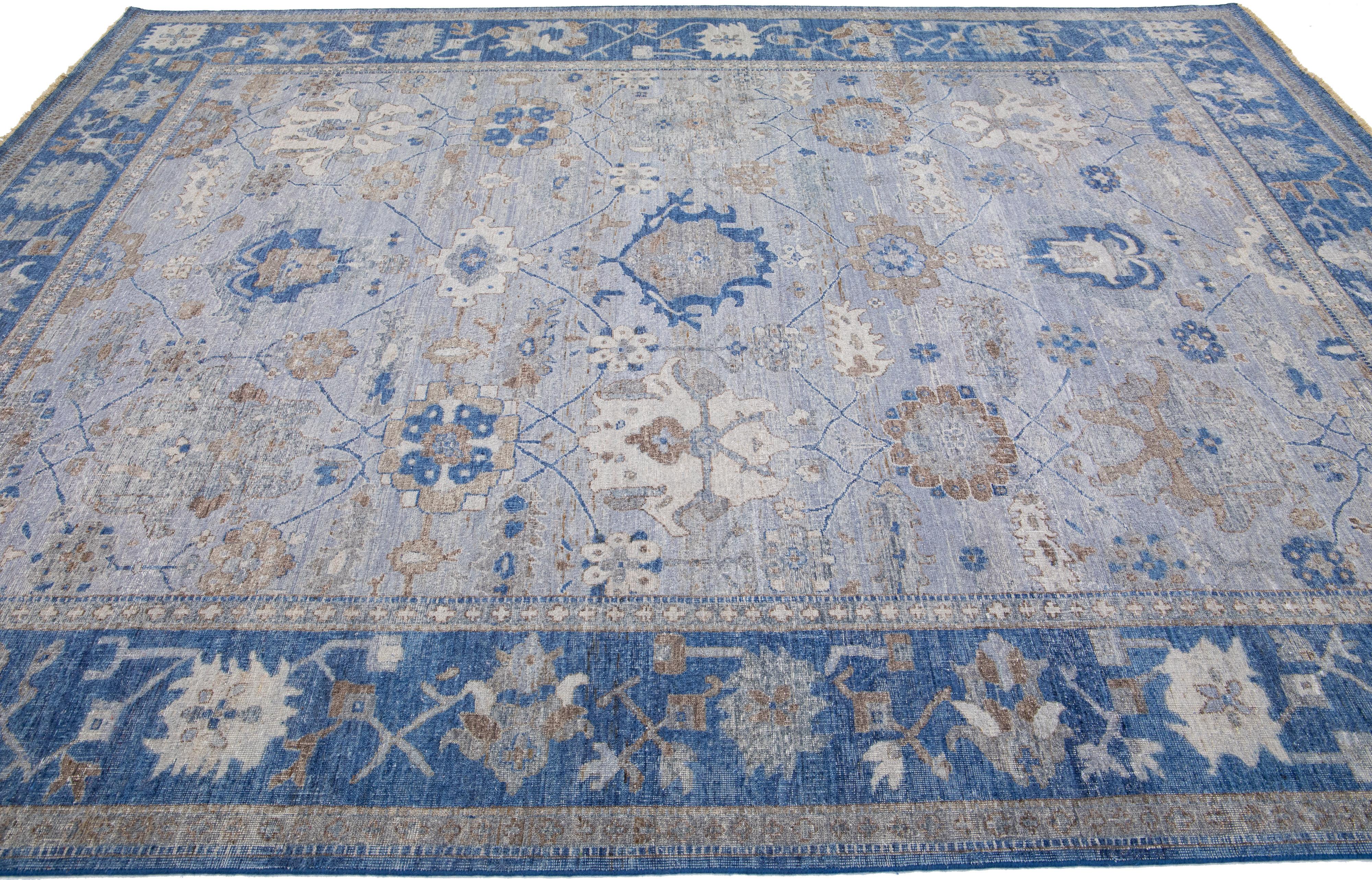 Hand-Knotted Apadana's Persian Style Mahal Gray Handmade Room Size Wool Rug  For Sale