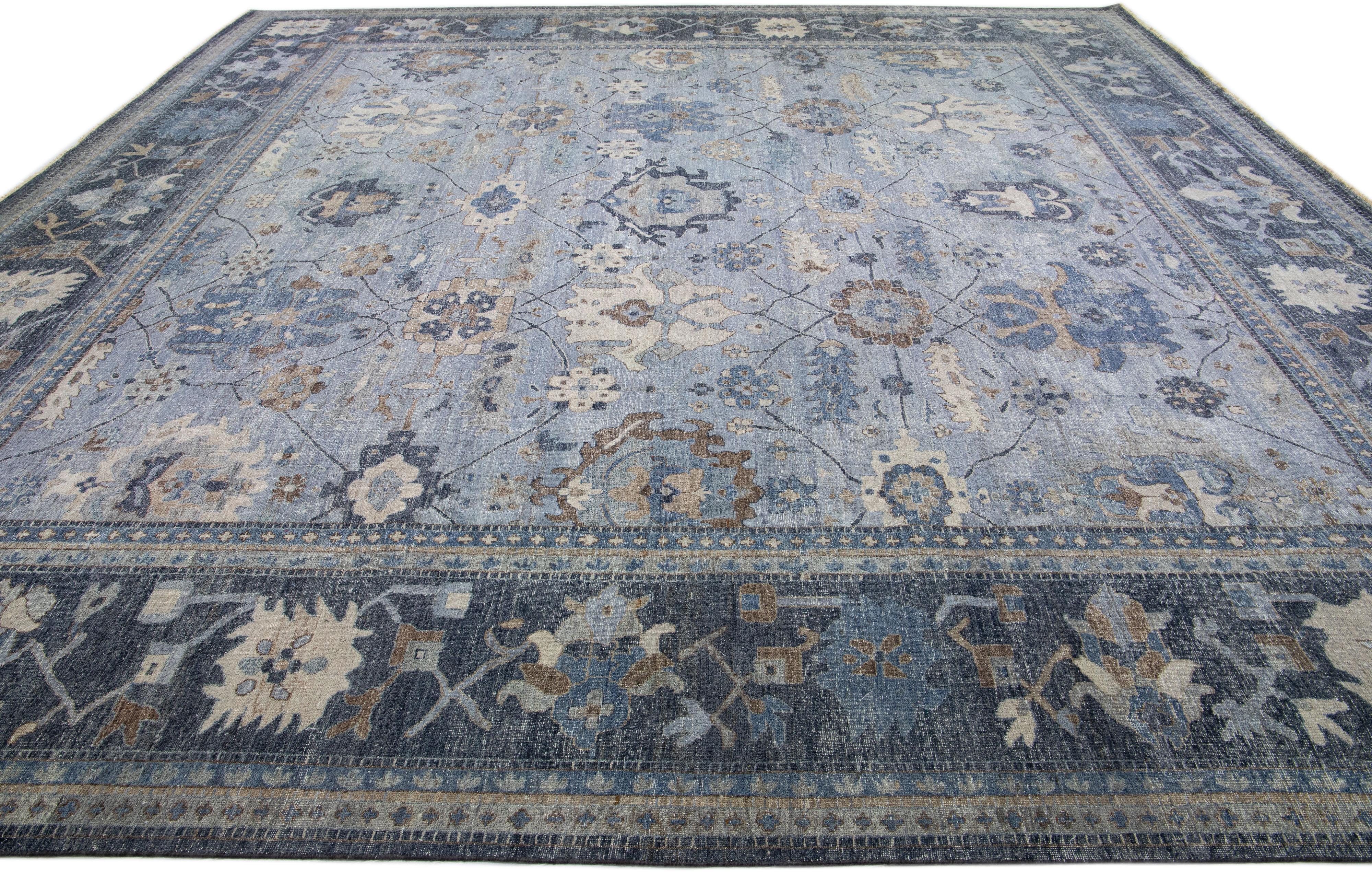 Apadana's Persian Style Mahal Grey Handmade Square Wool Rug In New Condition For Sale In Norwalk, CT