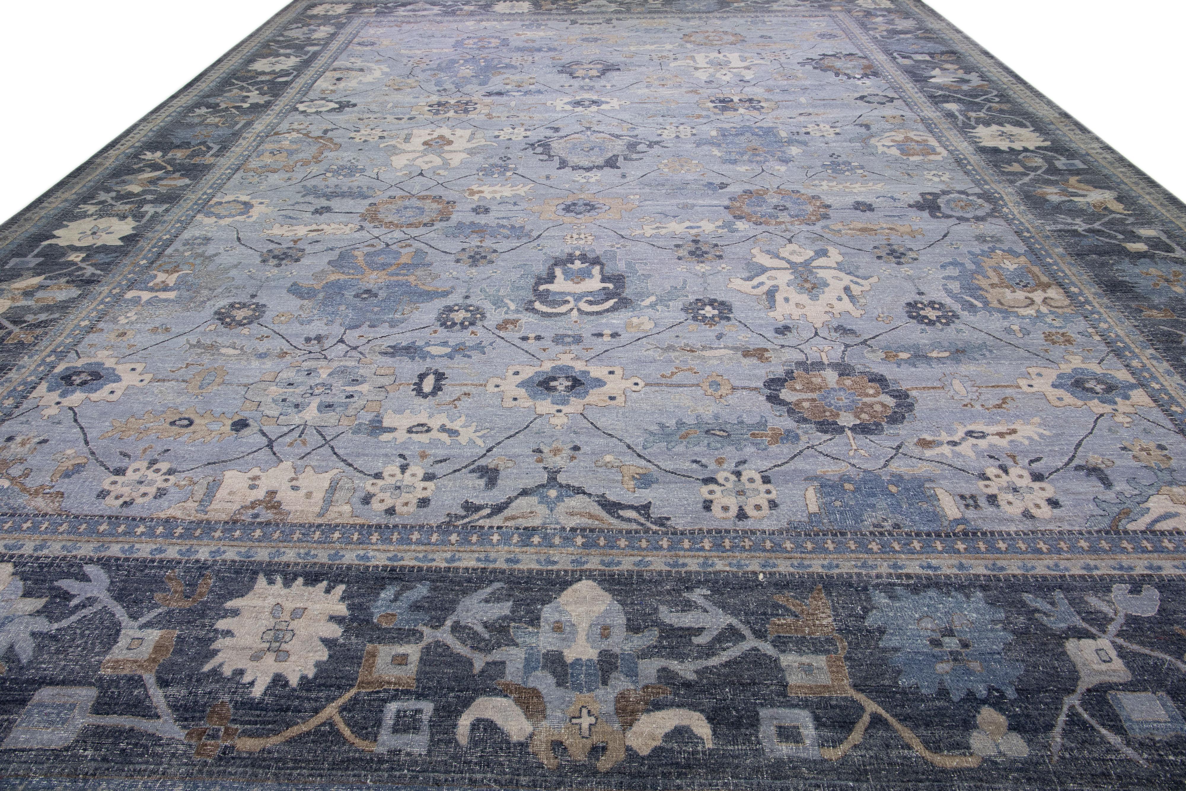Modern Apadana's Persian Style Mahal Handmade Gray Oversize Wool Rug For Sale