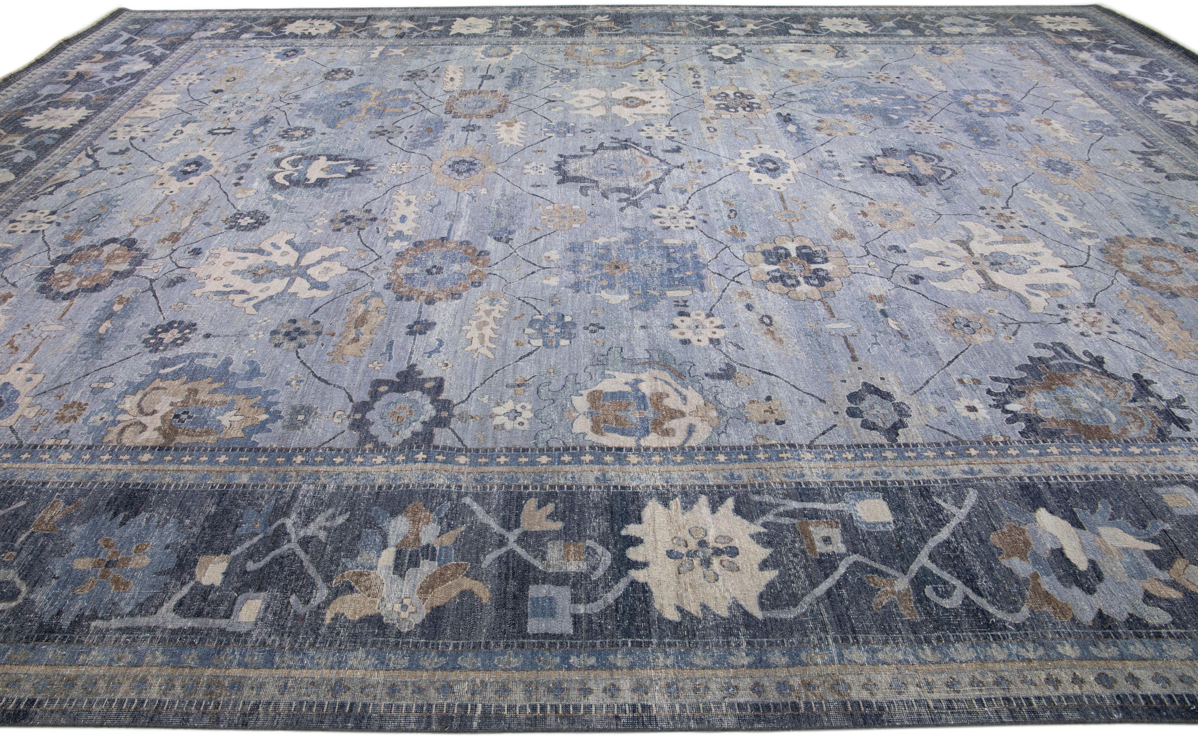 Apadana's Persian Style Mahal Handmade Gray Oversize Wool Rug In New Condition For Sale In Norwalk, CT