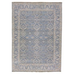 Apadana's Persian Tabriz Style Grauer handgefertigter Wollteppich in Zimmergröße