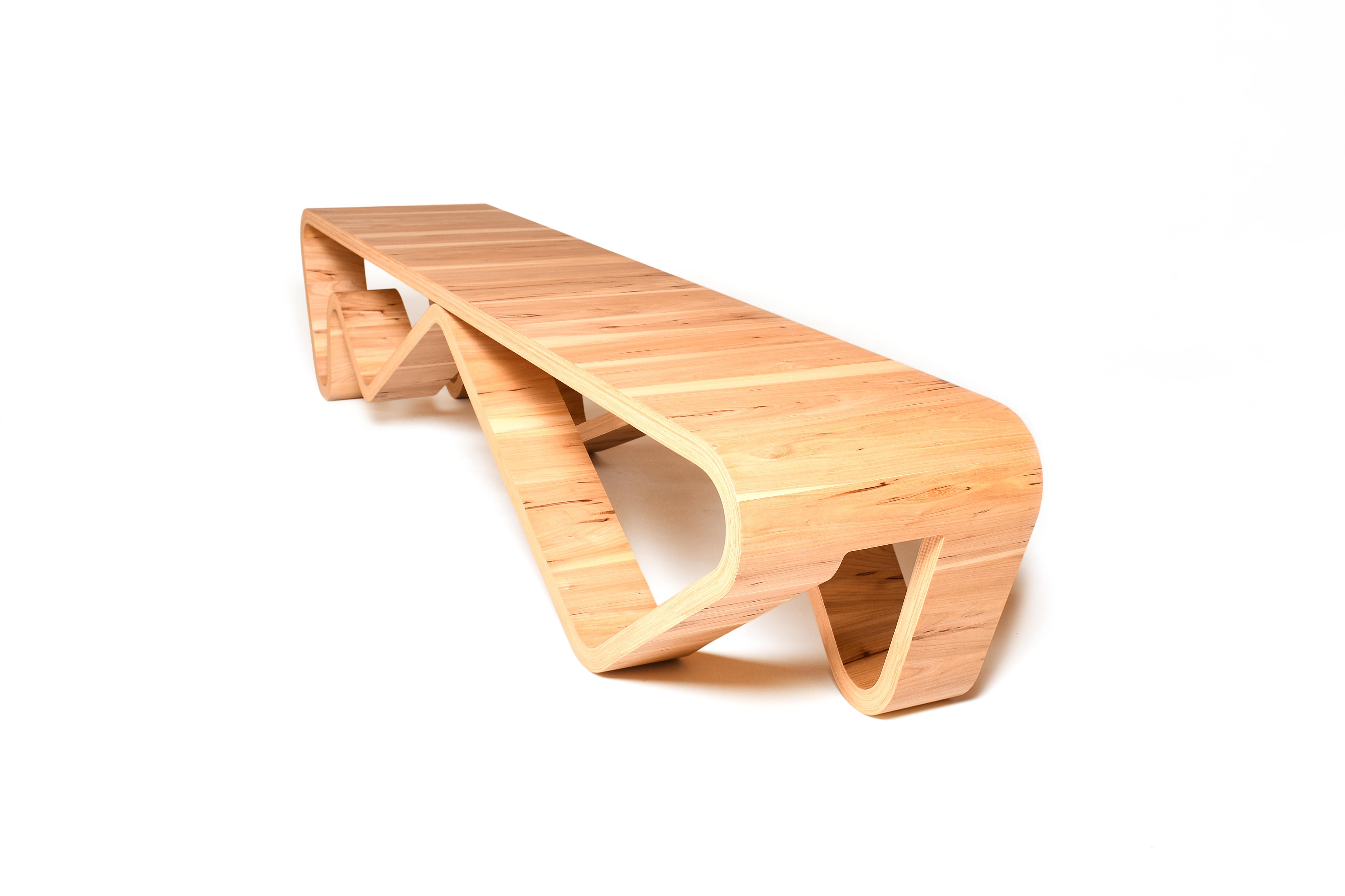 Laminated Apalaches Bench, hand made For Sale