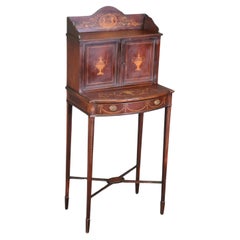 Apartment Size Petite Diminuitive Inlaid Mahogany Edwardian Secretary Desk 