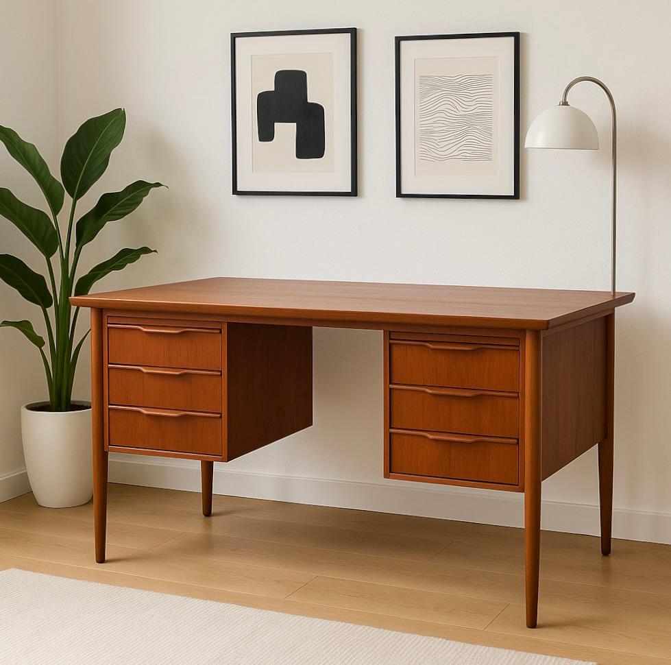 Mid-Century moderno Scrivania in teak danese di dimensioni da appartamento, metà secolo, MODERNO, anni '60 ca. in vendita