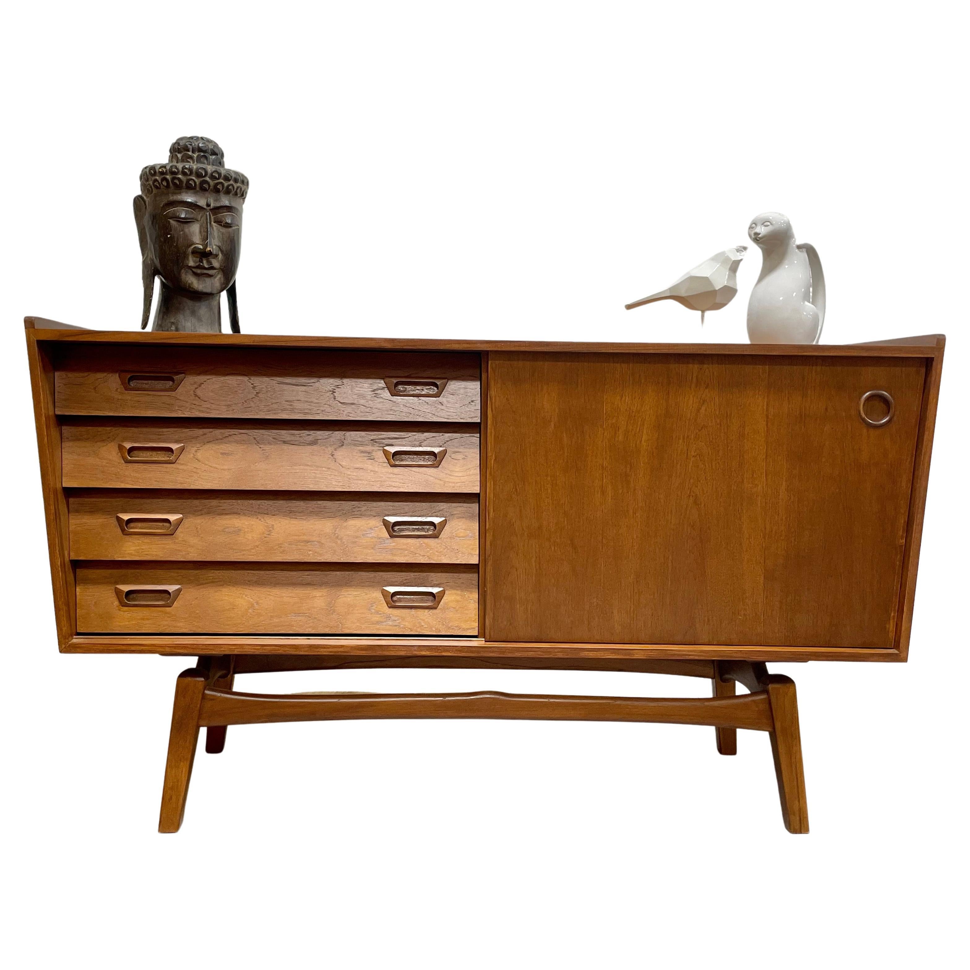 Apartment Sized Mid-Century Modern Styled Floating Teak Credenza / Sideboard