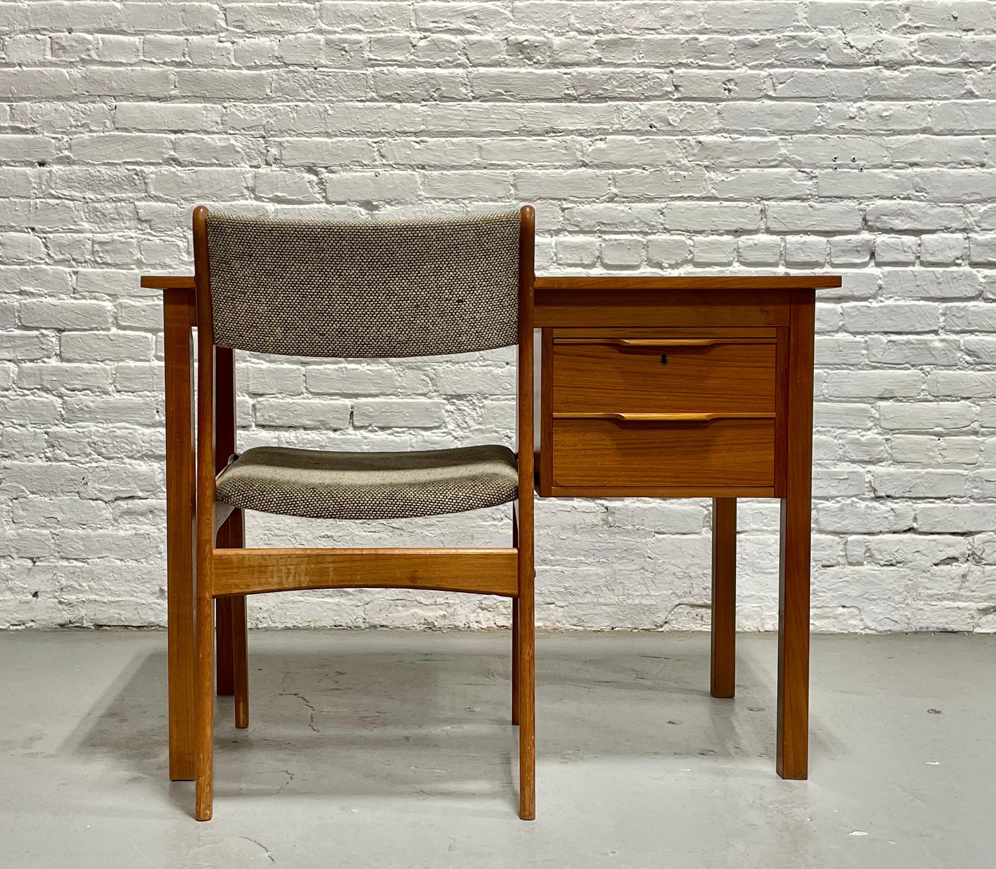 Apartment Sized Mid Century MODERN Teak DANISH DESK + Chair, c. 1960's 7