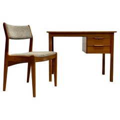 Vintage Apartment Sized Mid Century MODERN Teak DANISH DESK + Chair, c. 1960's