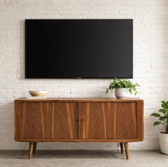 Apartment-Sized WALNUT CREDENZA / Sideboard von Bruno Hansen, Moderne der Mitte des Jahrhunderts