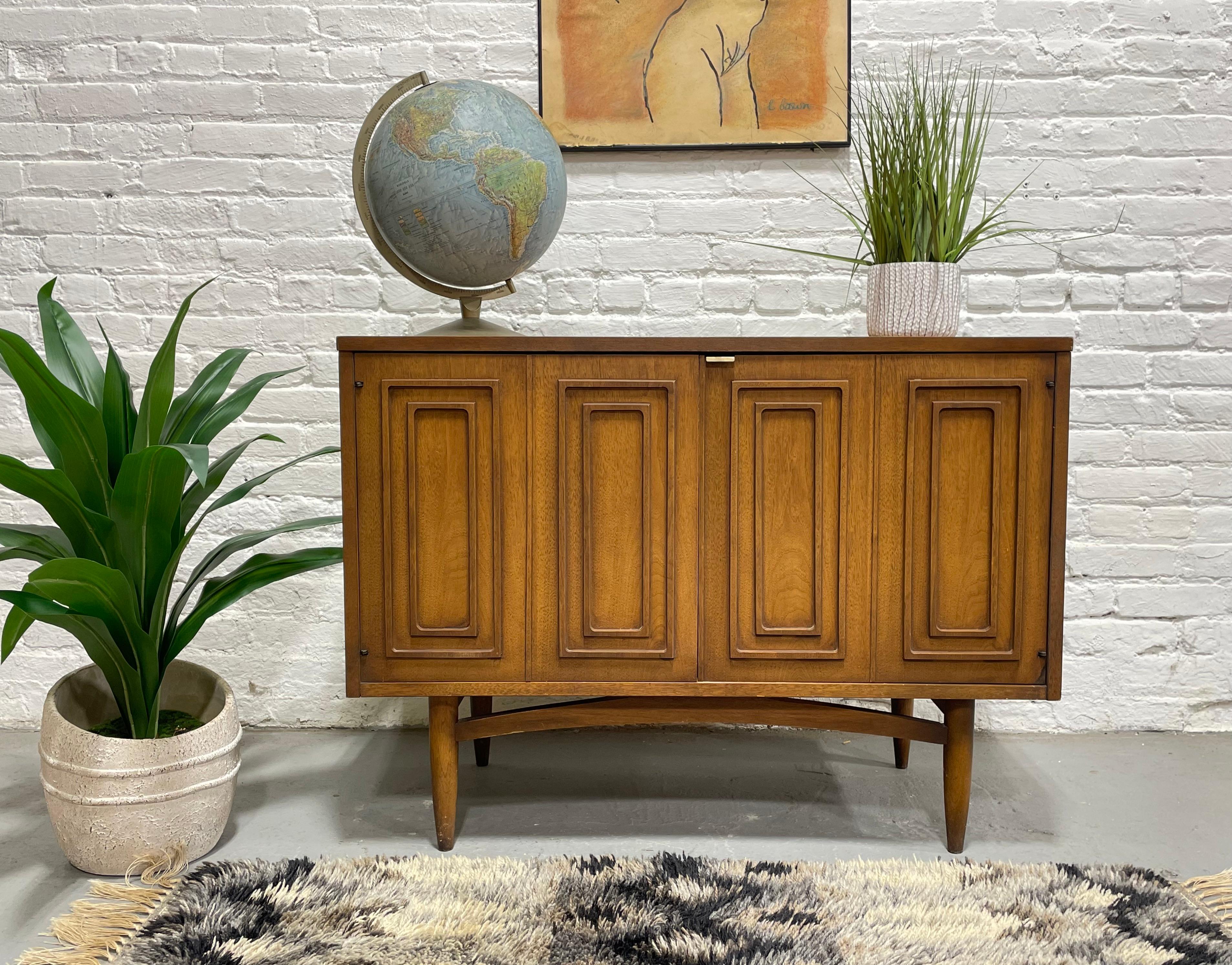 Mid-Century Modern Apartment sized Mid Century Modern Walnut Jr. CREDENZA Broyhill's SCULPTRA Line