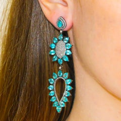 Apatite 15.1 Carat and Diamond 1.93 Carat Earrings