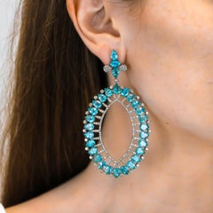Apatite 41.10 Carat and Diamond 4.46 Carat Earrings