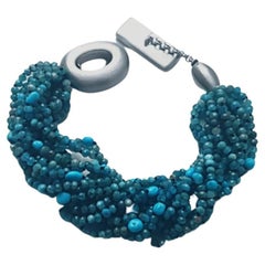 Apatite and Natural Turquoise Multistring Bracelet