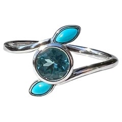 Apatite and Turquoise Bypass Ring in 14 Karat White Gold 