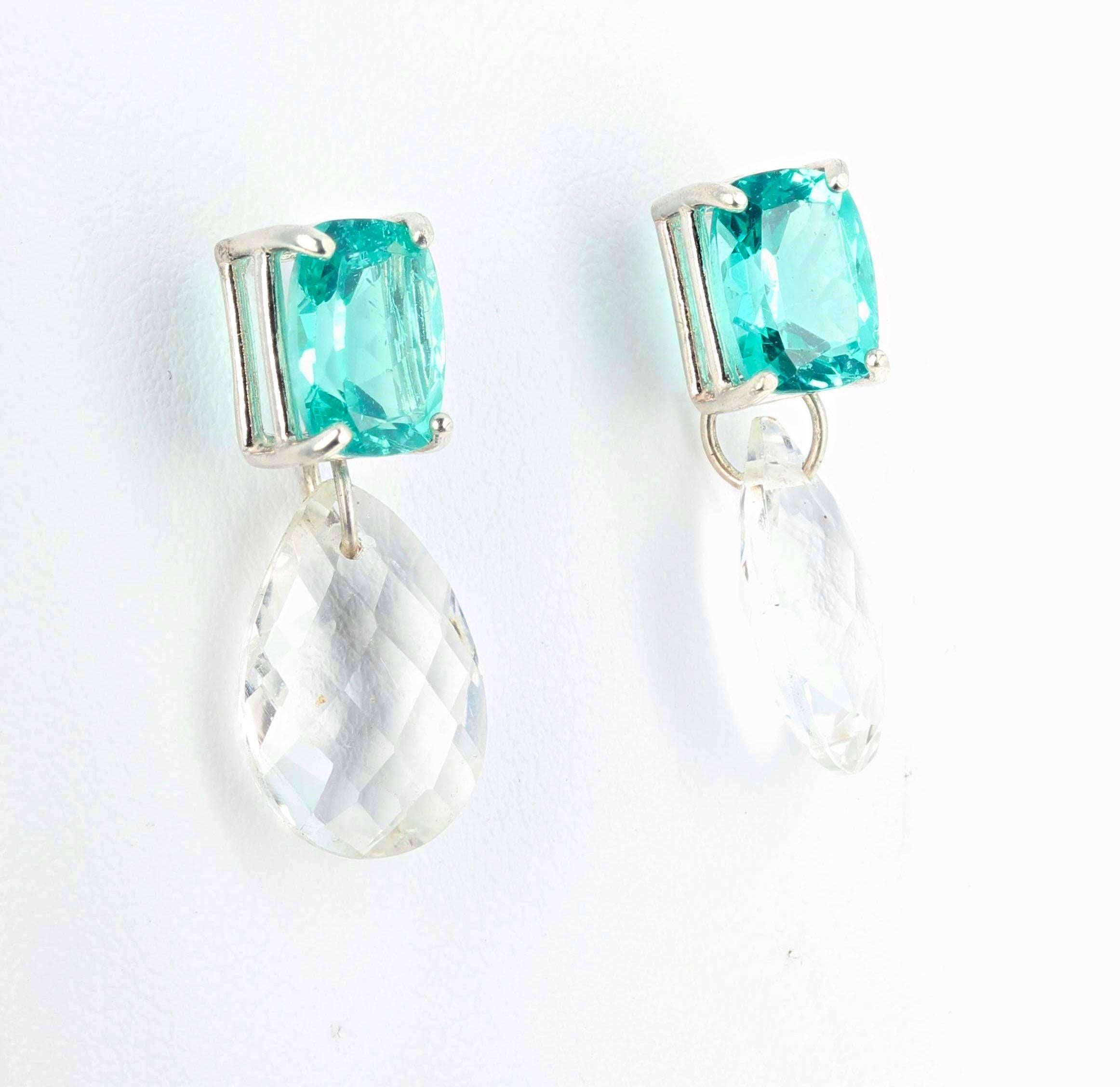 Women's Apatite and White Topaz Sterling Silver Stud Earrings