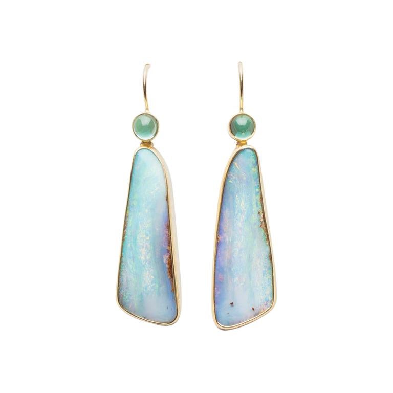 Pendentif En Or 18 Carats Avec Opale Boulder D'Australie Et Apatite - Bimonia, Neuf