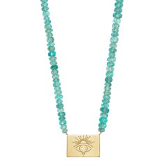 Apatite Beaded Necklace with Rectangle Sunset Eye