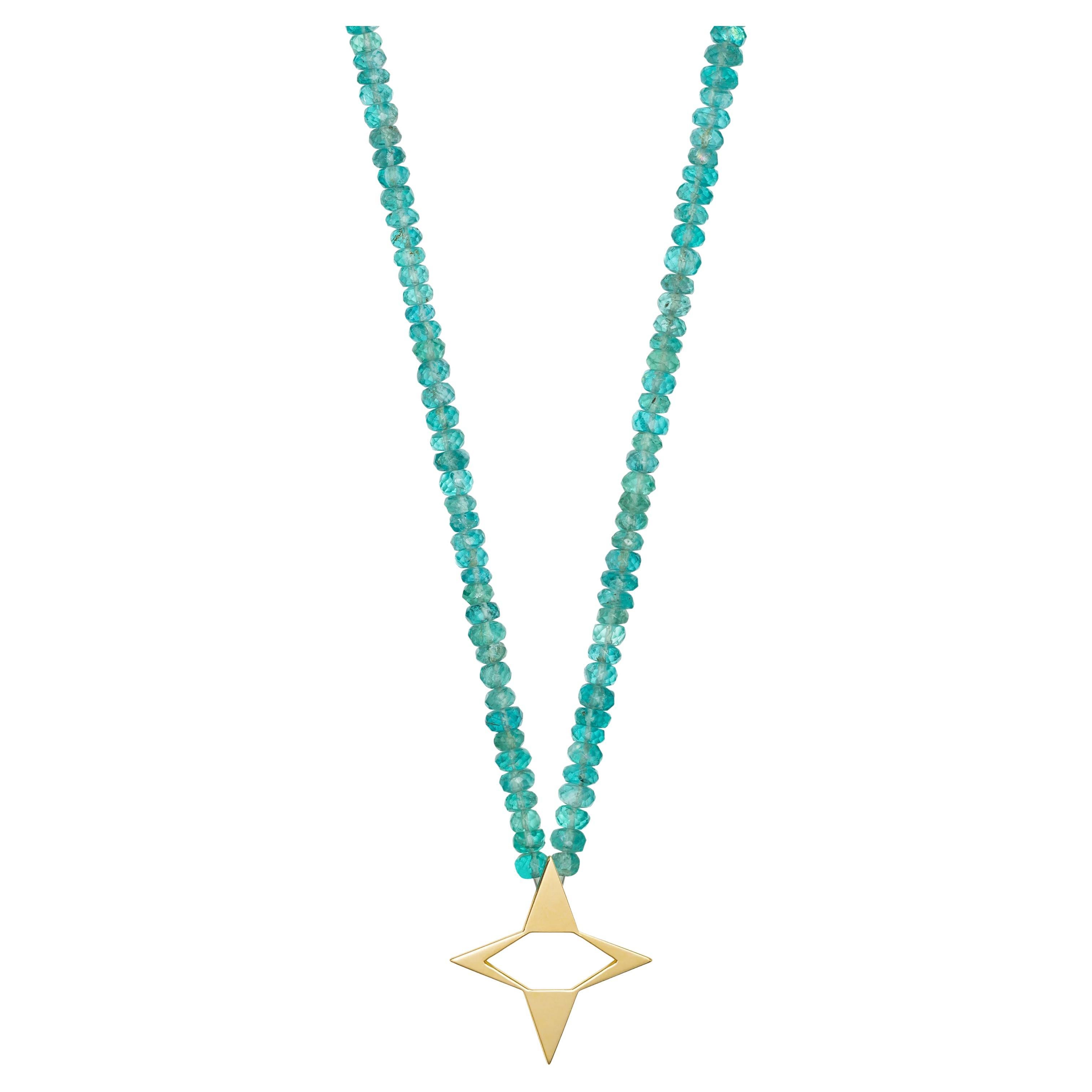 Apatite Beaded Necklace with Star Relief Pendant For Sale