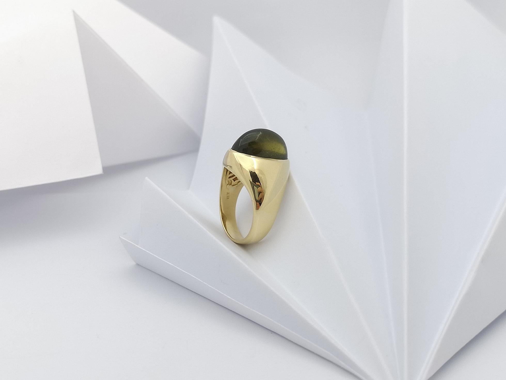 Apatite Cat's Eye Ring Set in 18 Karat Gold Settings For Sale 6