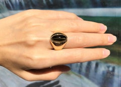 Apatite Cat's Eye Ring Set in 18 Karat Gold Settings