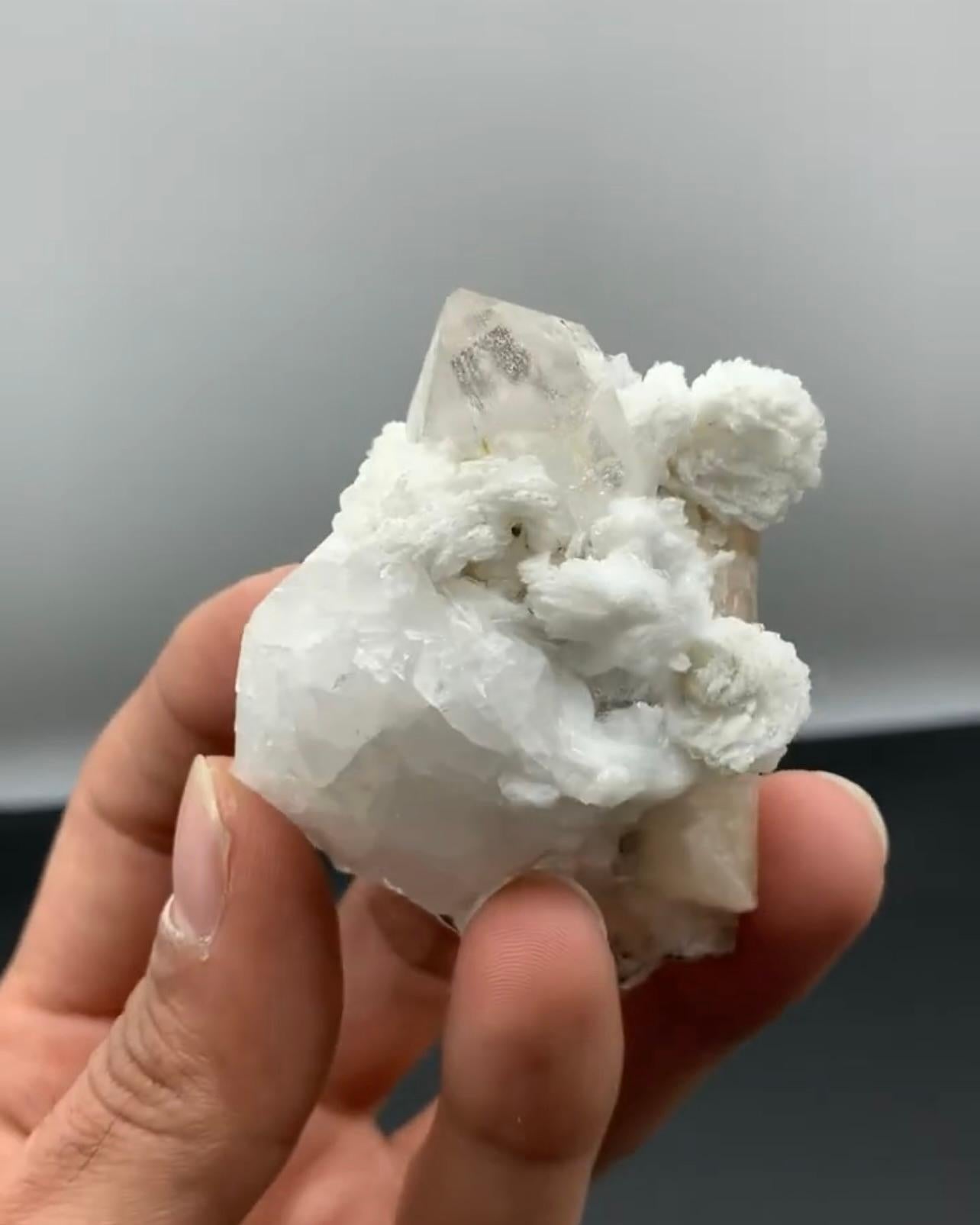 Adam Style Apatite Crystal Nicely Attached With Pointed Quartz Form Pakistan For Sale