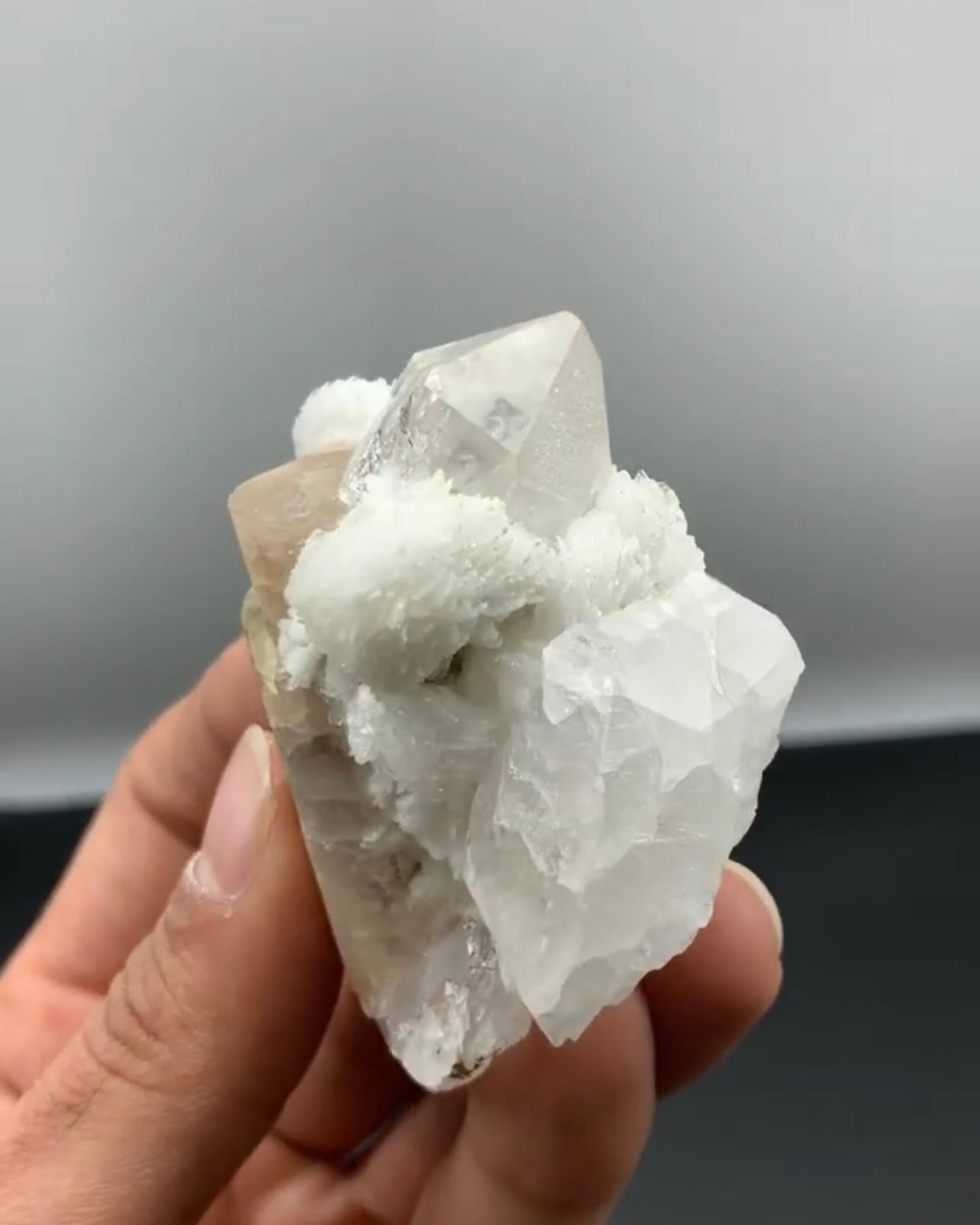 Pakistani Apatite Crystal Nicely Attached With Pointed Quartz Form Pakistan For Sale