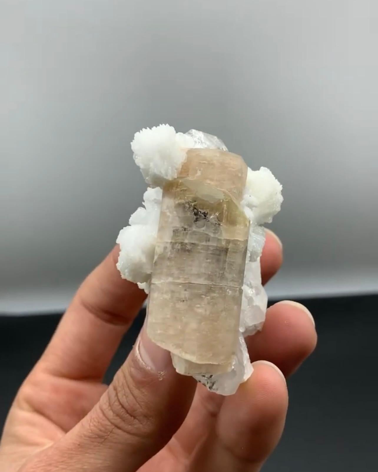 Contemporary Apatite Crystal Nicely Attached With Pointed Quartz Form Pakistan For Sale