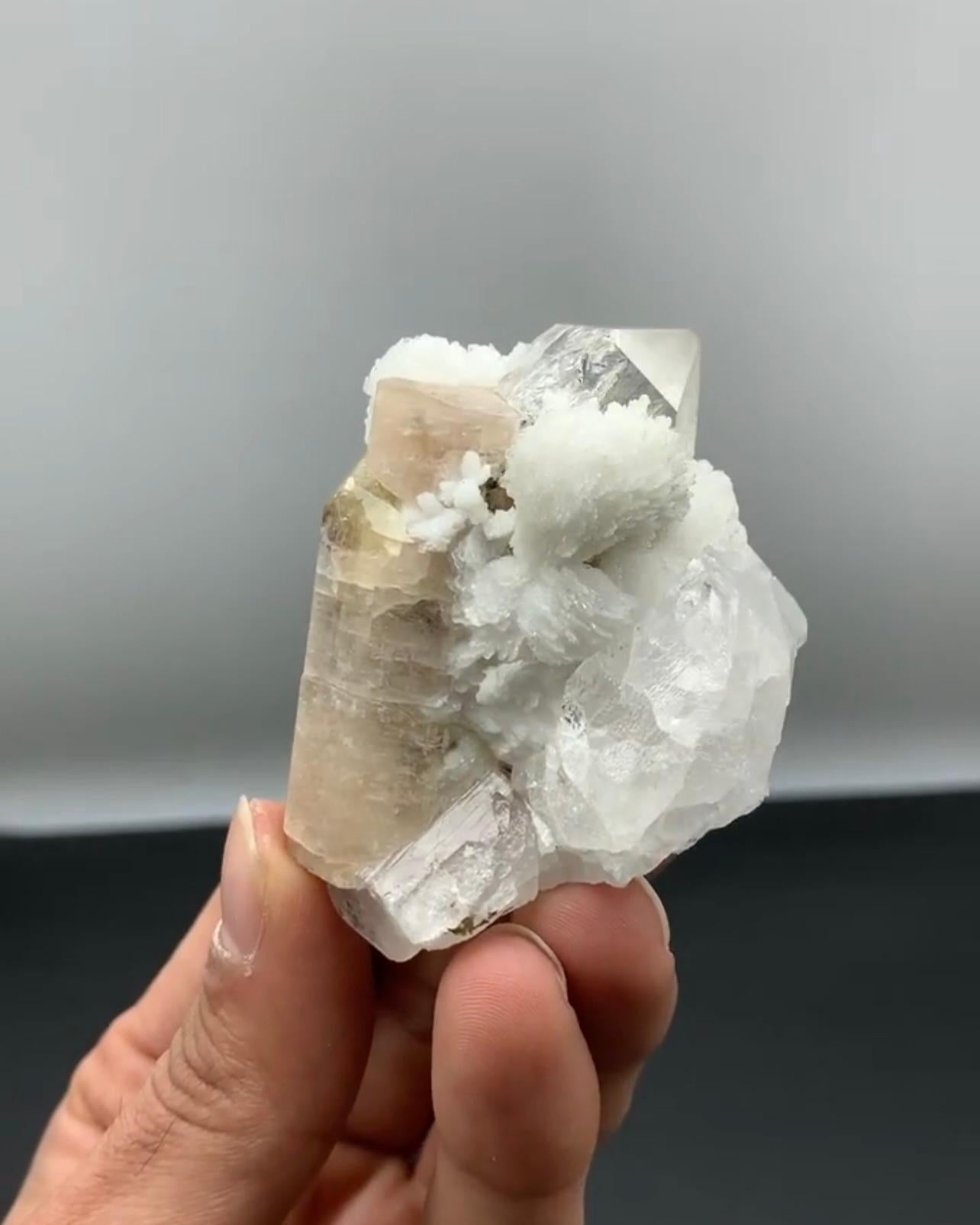 Other Apatite Crystal Nicely Attached With Pointed Quartz Form Pakistan For Sale