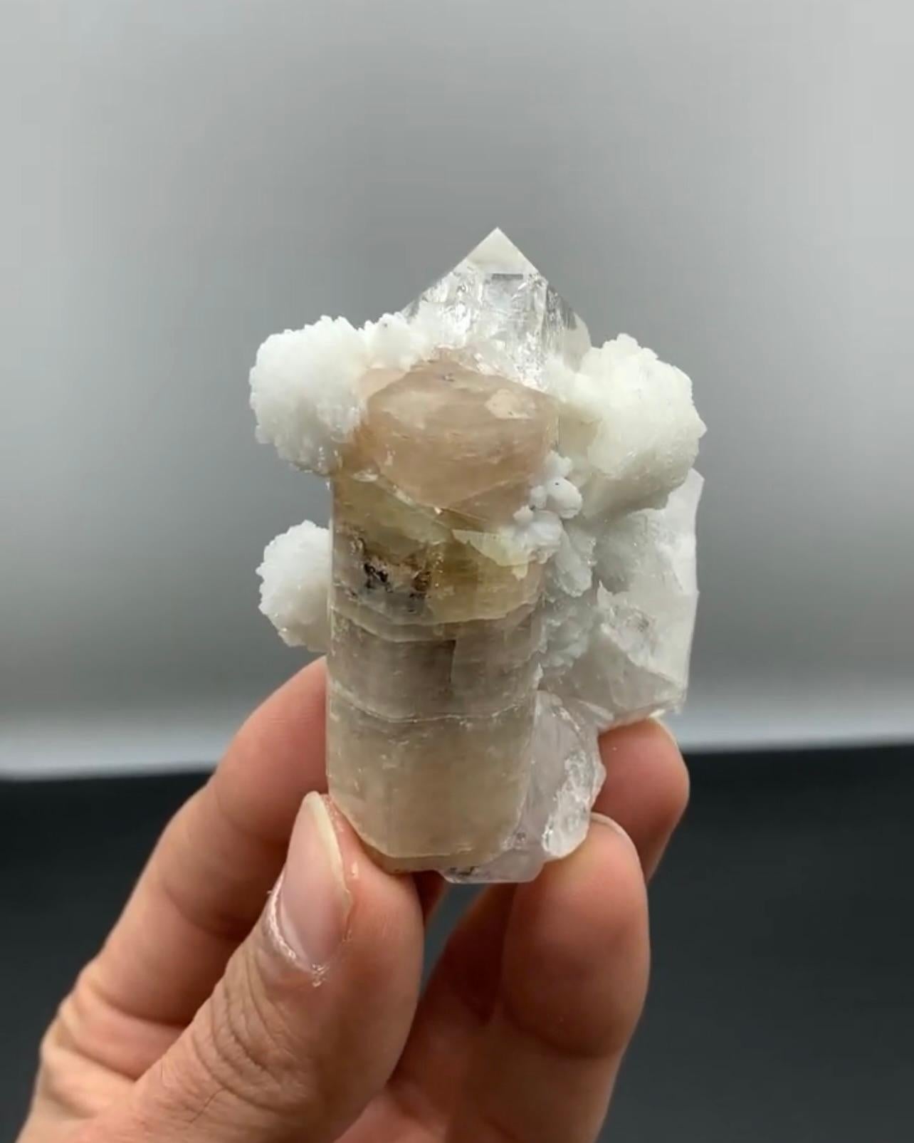 Apatite Crystal Nicely Attached With Pointed Quartz Form Pakistan For Sale 1