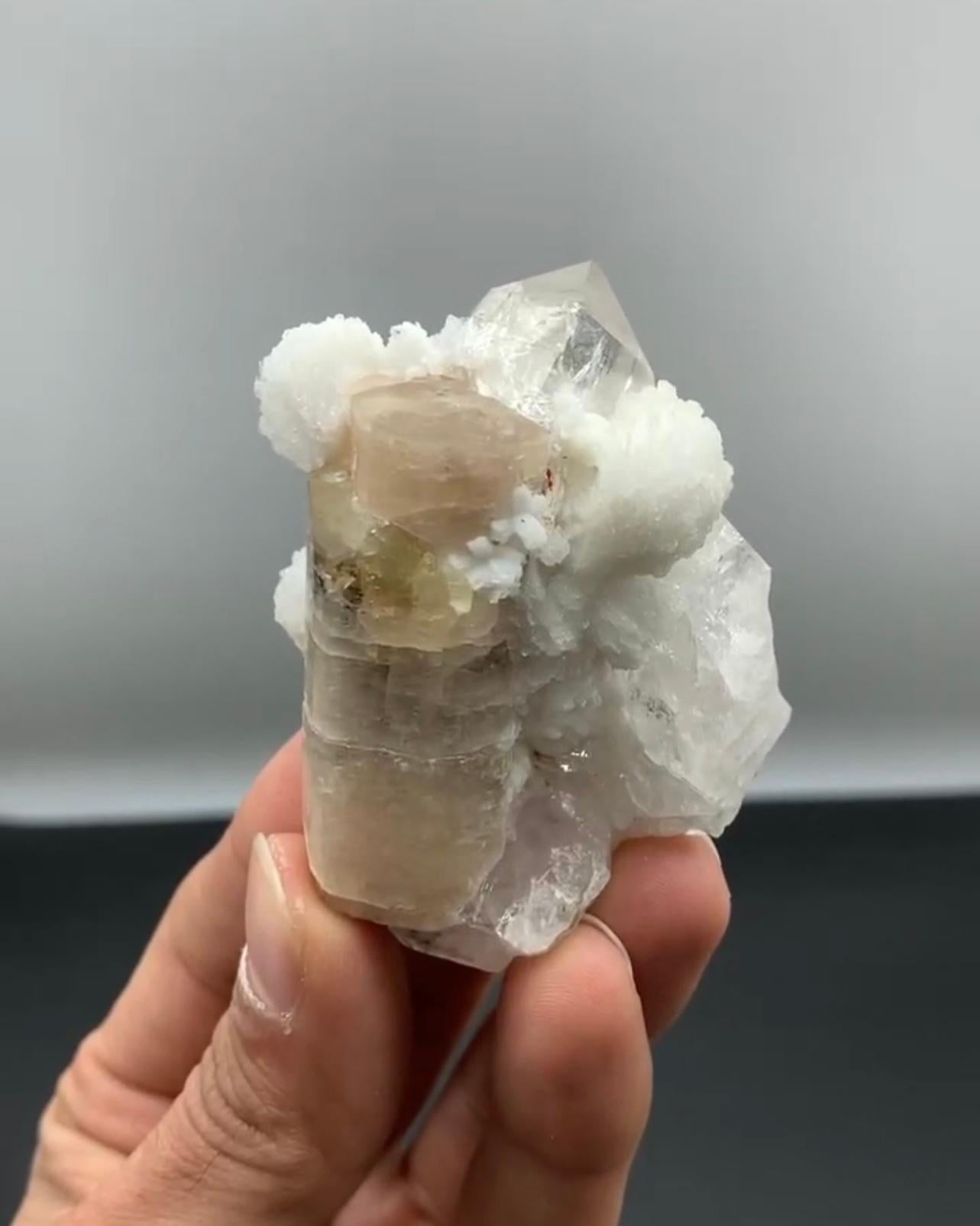 Apatite Crystal Nicely Attached With Pointed Quartz Form Pakistan For Sale 2