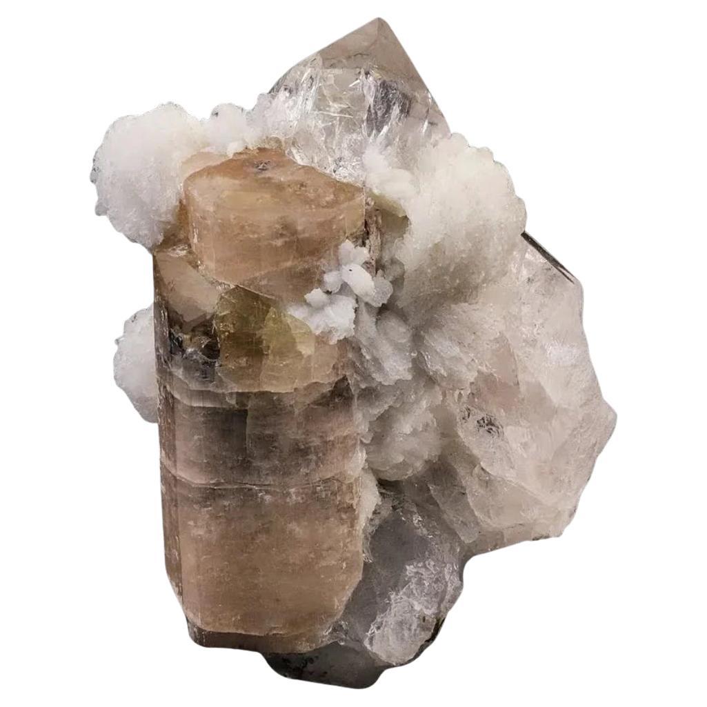 Apatite Crystal Nicely Attached With Pointed Quartz Form Pakistan