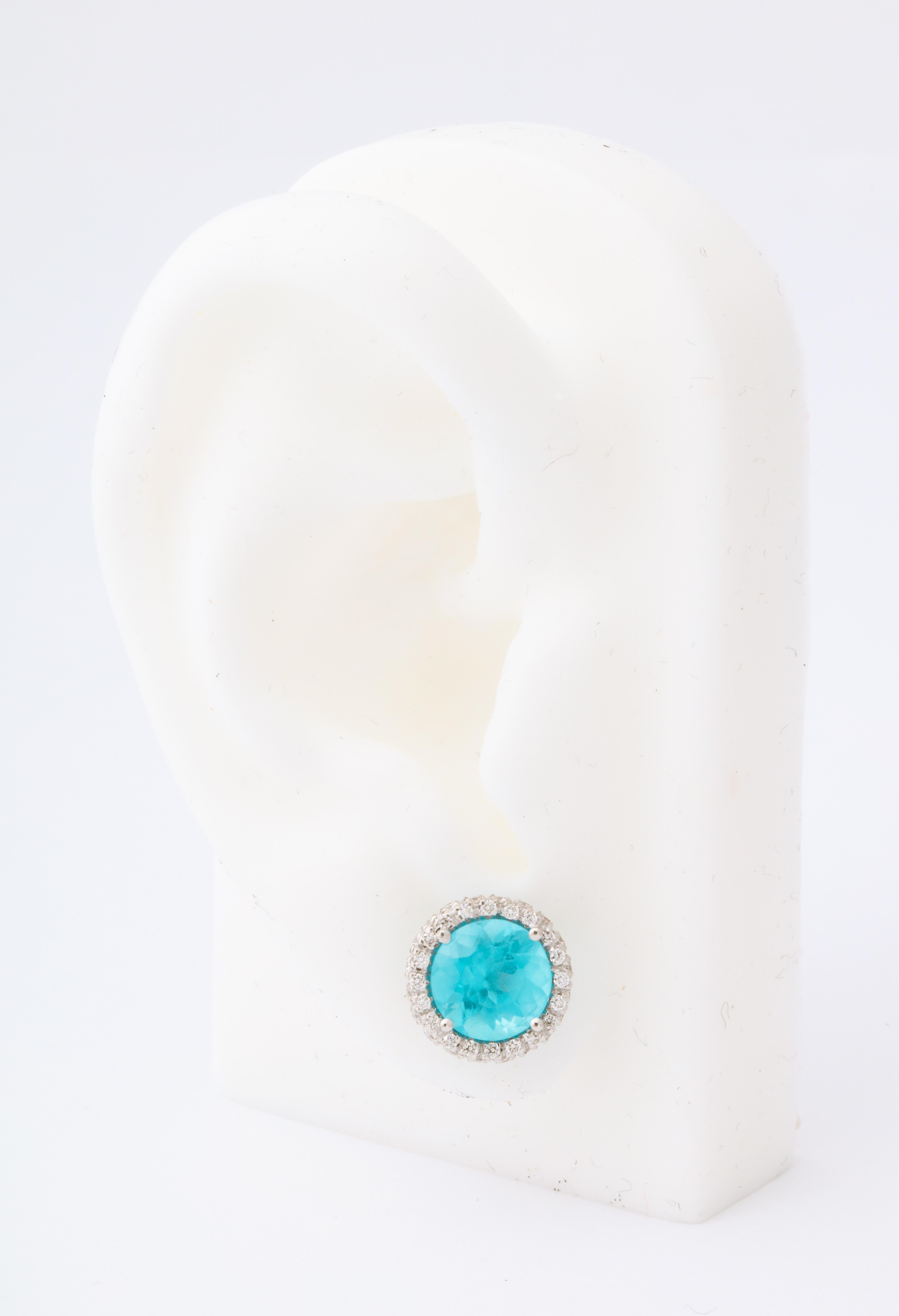 Apatite Diamond White Gold Earrings In New Condition In Bal Harbour, FL