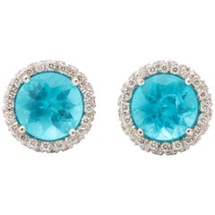 Apatite Diamond White Gold Earrings