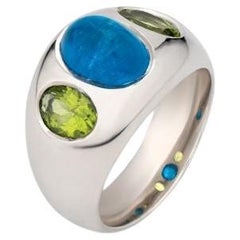 Apatite Peridot White Gold <solid Band Ring by Wagner Preziosen