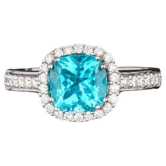 Apatite Ring With Diamonds 1.85 Carats 9K White Gold