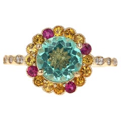 Apatite Sapphire Diamond Yellow Gold Ring