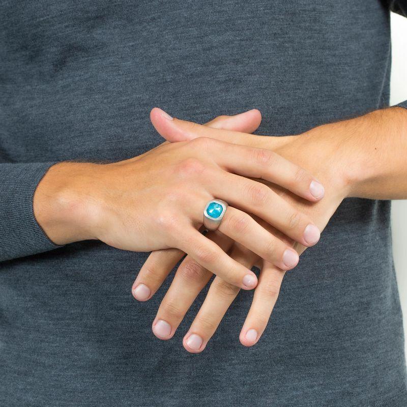 Apatite Signet Ring in Sterling Silver, Size L In New Condition For Sale In Fulham business exchange, London