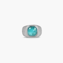 Apatite Signet Ring in Sterling Silver, Size M