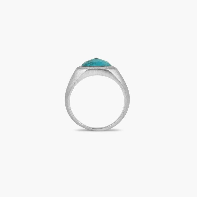Apatite Signet Ring in Sterling Silver, Size M In New Condition For Sale In Fulham business exchange, London