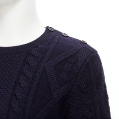 APC 100% lana blu navy, maglia da pescatore a maniche lunghe, girocollo S